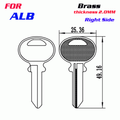 F-271 Brass Thickness 2mm ALB door key blanks Right side