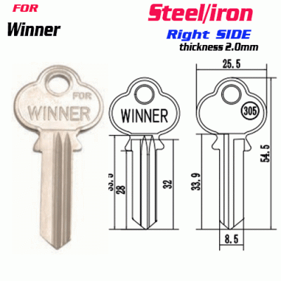 F-161 Steel Thickness 2.0mm Winner door key Blank Right SIDE