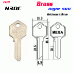 F-129 Brass Thickness 1.8mm H30C door key Blank Right SIDE