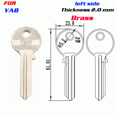 F-076 Brass Thickness 2.0mm YA8 door key Blanks