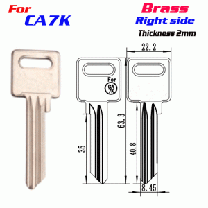 M-094 Brass Thickness 2mm CA7K door key blanks Right side