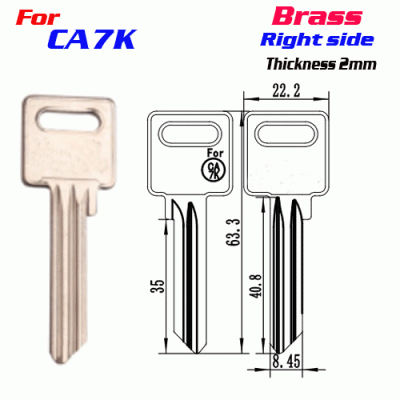 M-094 Brass Thickness 2mm CA7K door key blanks Right side