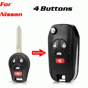 Cks-206 Flip Car Key Shell For Nissan 4 Buttons