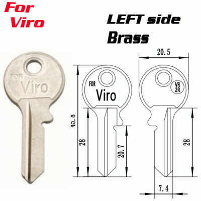 T-014 Brass VR2R key blanks for distributors left side