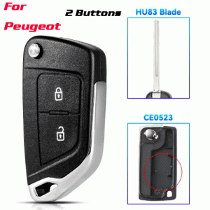 CKS-448 Modified Car Key Case For Peugeot 2 Buttons HU83 blade