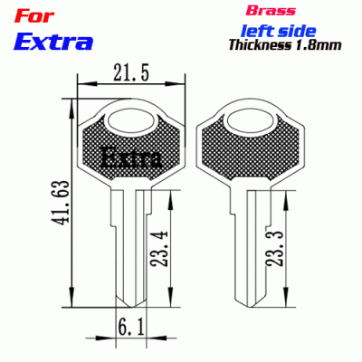 F-199 Brass Thickness 1.8 mm Extra door key Blank left side
