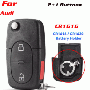 CKS-275 Flip Remote Key shel For Audi 2+1 Buttons 1616 battery