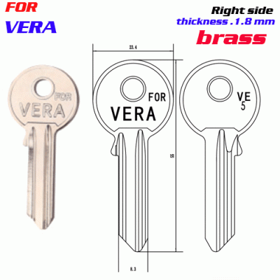 F-243 Brass Thickness 1.8mm Very door key blanks Right side