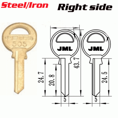 T-051 Iron Steel TL2S door key blank Right side Wholesale