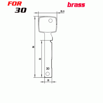 J-115 Brass Number 30 house key blanks