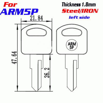F-360 Steel Thickness 1.8mm ARM5SP door key blanks left Side