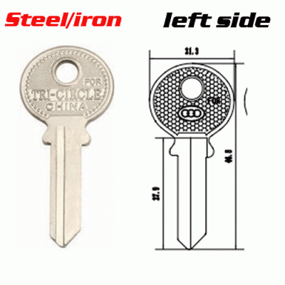 T-008 Steel House key Blanks 4D TRI-5D Wholesale LEFT SIDE