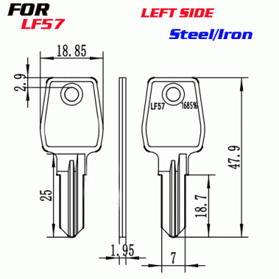 J-017 Steel Iron Thickness 1.95MM House key Blanks LF57
