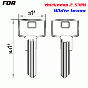 J-006 White Brass Thickness 2.5MM House key Blanks