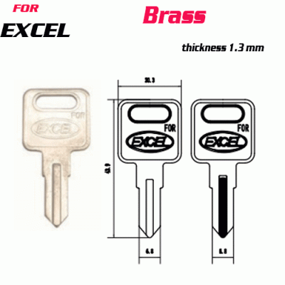 F-134 Brass Thickness 1.3 mm EXCEL door key Blank