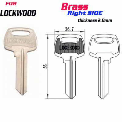 F-141 Brass Thickness 2mm LOCKWOOD door key Blank Right SIDE
