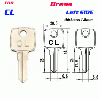 F-113 BRASS Thickness 1.8mm CL door key Blank Left side