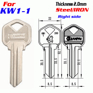 F-337 Steel Thickness 2.0mm KW1 door key blanks Right side