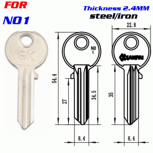 F-040 Steel Thickness 2.4mm NO.1 door key Blanks Wholesale