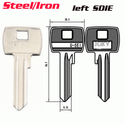 M-033B Steel Iron U-5EI security door key blanks Right side