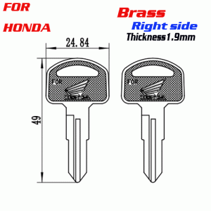 F-219 Brass Thickness 1.9mm Honda door key Blank Right side