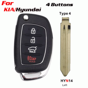 CKS-387 Flip Remote Car Key Shell Case For Hyundai 4 Buttons