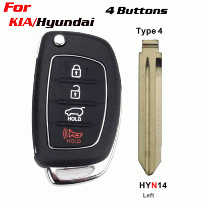 CKS-387 Flip Remote Car Key Shell Case For Hyundai 4 Buttons