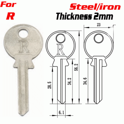 F-020 Steel Iron R door key Blank Supliers Wholesale
