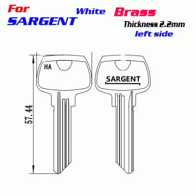 F-213 White Brass Thickness 2.2mm SARGENT door key Blank