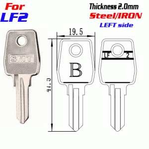 F-352 Steel Thickness 2.0mm LF2 door key blanks left Side