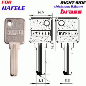 F-240 Brass Thickness 2.5mm HAFELE door key blanks Right side