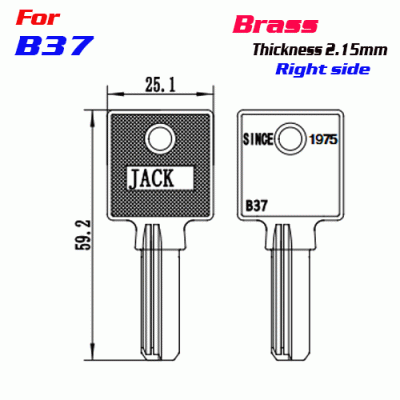F-210 Brass Thickness 2.15 mm JACK door key Blank Right side