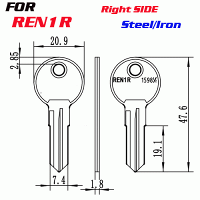 J-021 Steel Iron Thickness 1.8 mm REN1R House key Blanks Right