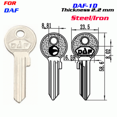 F-070 Steel iron Thickness 2.2 mm DAF-1D door key Blanks