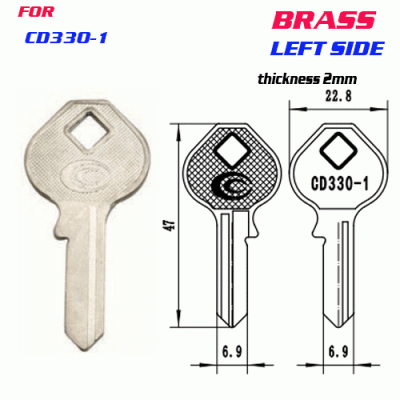F-097 Brass Thickness 2mm CD330-1 door key Blanks left side