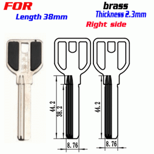 K-291 Brass Thickness 2.3mm 38 Length House Key Blanks Right