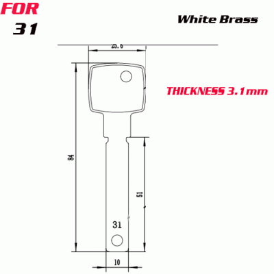 J-125 White Brass Number 31 House key Blanks Suppliers