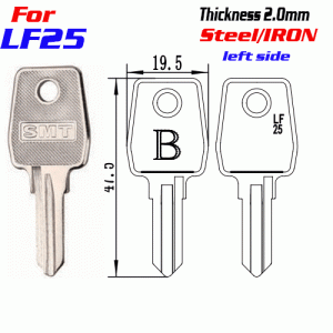 F-350 Steel Thickness 2.0mm LF25 door key blanks left Side