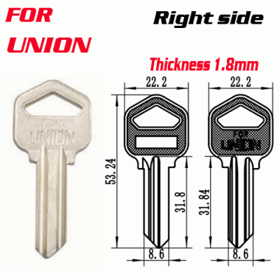 M-065 Thickenss 1.8MM Right side key blanks quality supplier