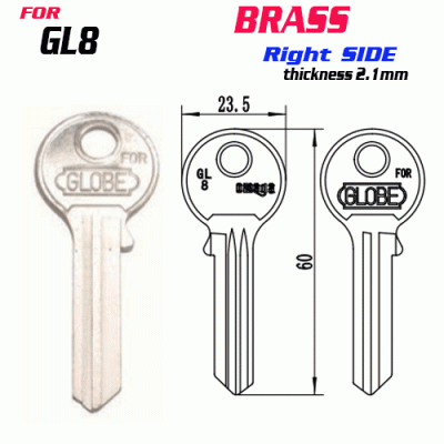 F-165 brass Thickness 2.0mm GL8 door key Blank Right SIDE