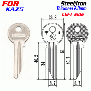 F-292 Steel Thickness 2.0mm KAZ5 door key blanks left side