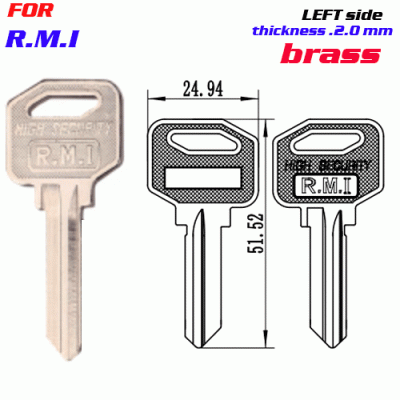 F-245 Brass Thickness 2.0mm R.M.I door key blanks LEFT side