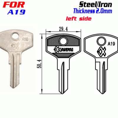 F-287 Steel Thickness 2.0mm XA19 door key blanks LEFT side