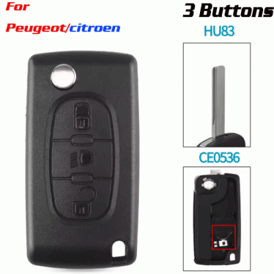 CKS-425 2 Buttons Remote Car Key Shell For Peugeot HU83