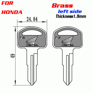 F-218 Brass Thickness 1.9mm Honda door key Blank LEFT side