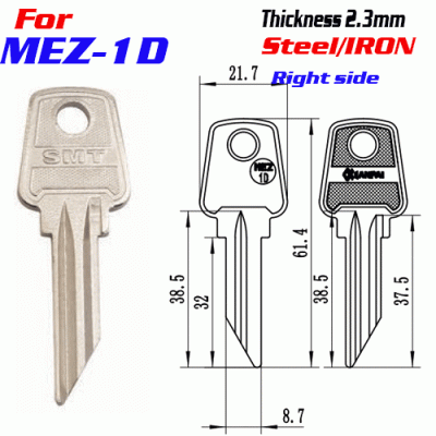F-343 Steel Thickness 2.3mm MEZ-1D door key blanks right