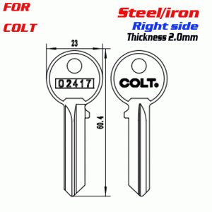 F-181 Steel Thickness 2.0mm colt door key Blank Right side
