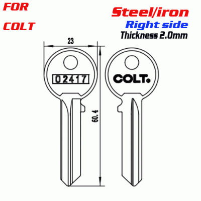 F-181 Steel Thickness 2.0mm colt door key Blank Right side