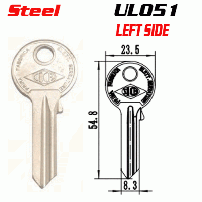 M-014B Steel Iron UL051 House key blanks Left side