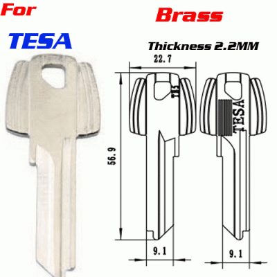 F-024 Brass Thickness 2.2mm TESA door key Blanks Wholesale